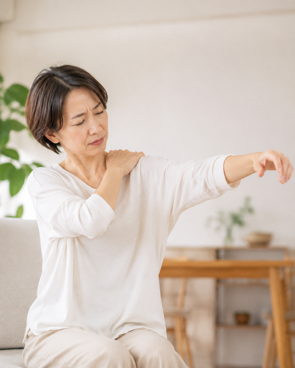 肩の痛みで腕を上げにくい人